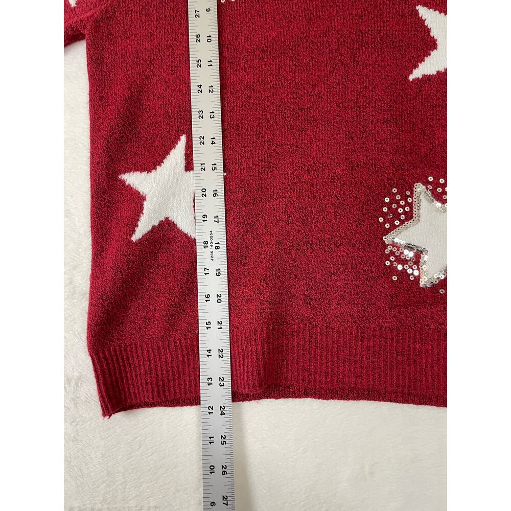 Holiday Time Christmas star sequin pullover sweater womens small 0612 - Picture 6 of 7
